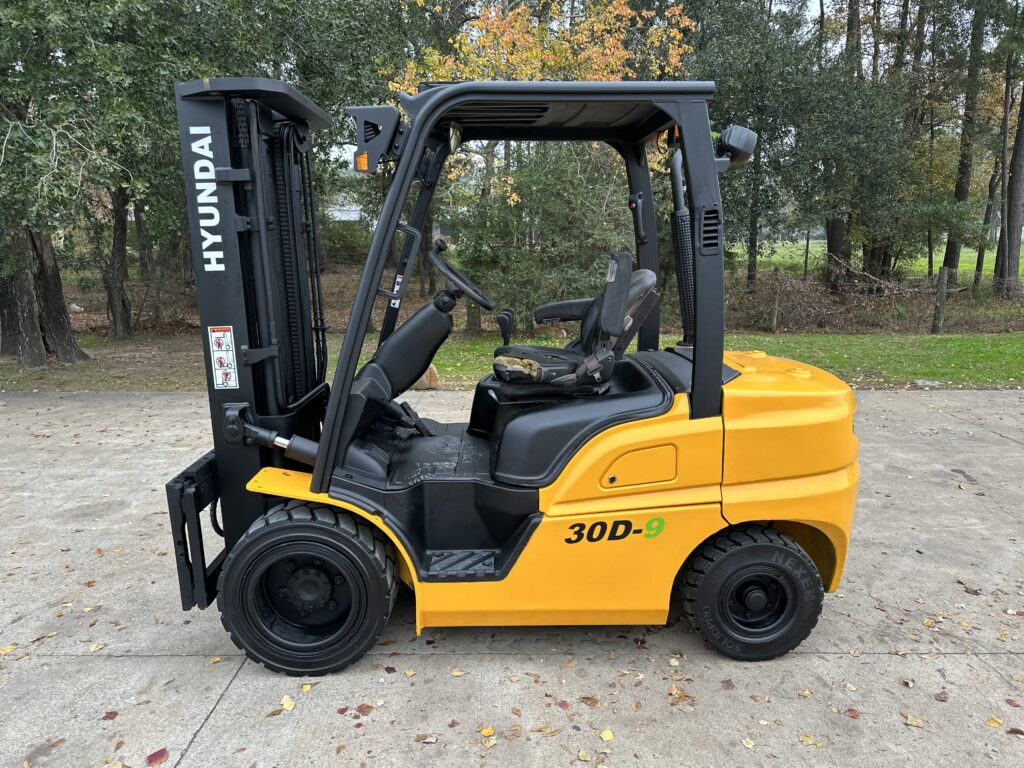 A Yellow Hyundai Forklift